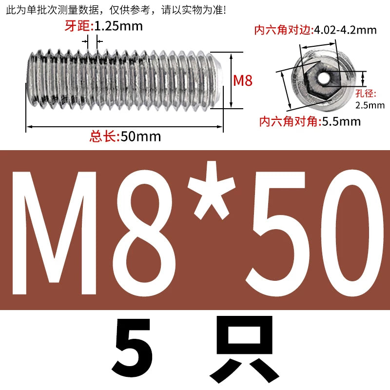 DIN913 Hex Socket Set Screw 304/316 Hollow Perforated Vacuum Exhaust Screw