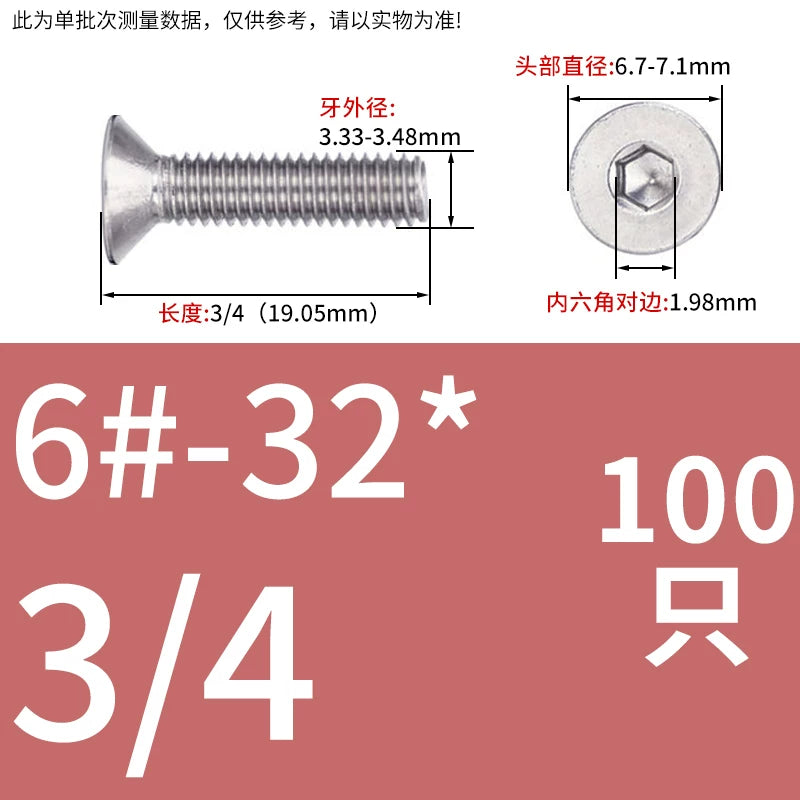 UNC/UNF 304/316 Imperial Machine Screw Stainless Steel Countersunk Flat Head Hex Socket Screw