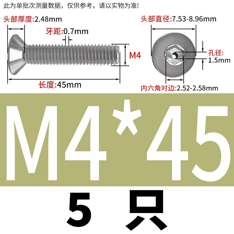 M2-M16 304/316 Stainless Steel Screw Countersunk Hex Hollow Exhaust Vacuum Through-Hole Bolt