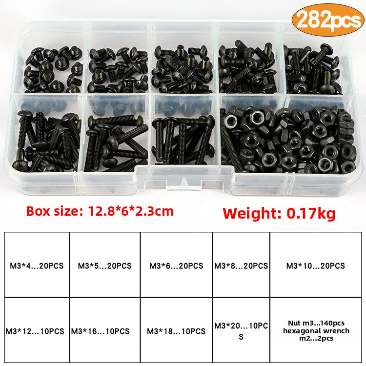 10.9 High Strength Round Head Hex Screws Nut Set Black Round Head Bolts Boxed Screws