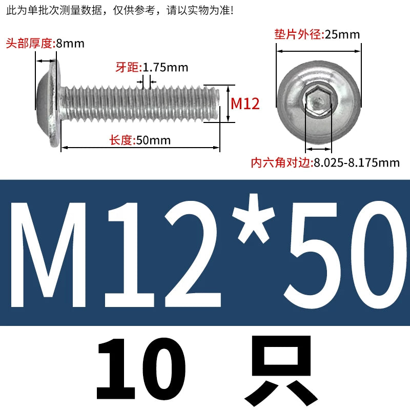 ISO7380.2  M2-M10 Hex Socket Screw 304/316 Stainless Steel Pan Head Flanged Padded Screw