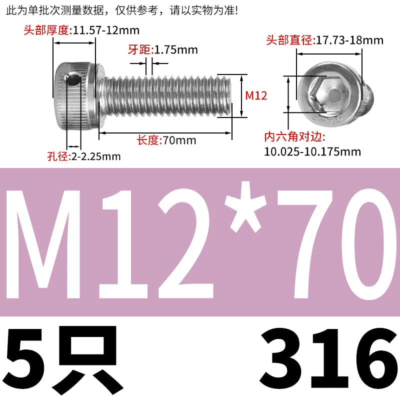 DIN912 316 Stainless Steel Lead Seal Screw | Hex Socket Head Safety Hole Side Hole Anti-Release Check Fastener