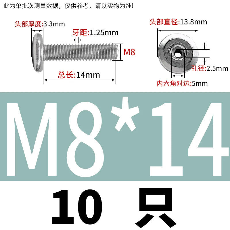 Thin Head Hex Socket Hollow Screws with Chamfered Edge, 304 Stainless Steel Vented Bolts