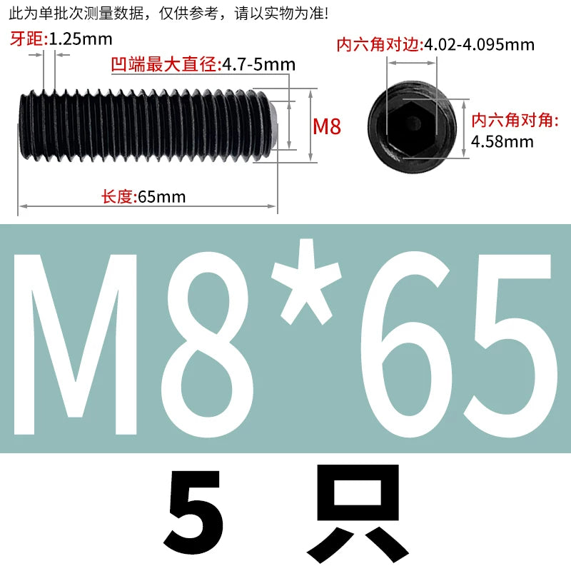 DIN916/GB80 M1.6-M24 Concave End Screw | 12.9 Grade Hex Socket Headless Industrial Set Screw