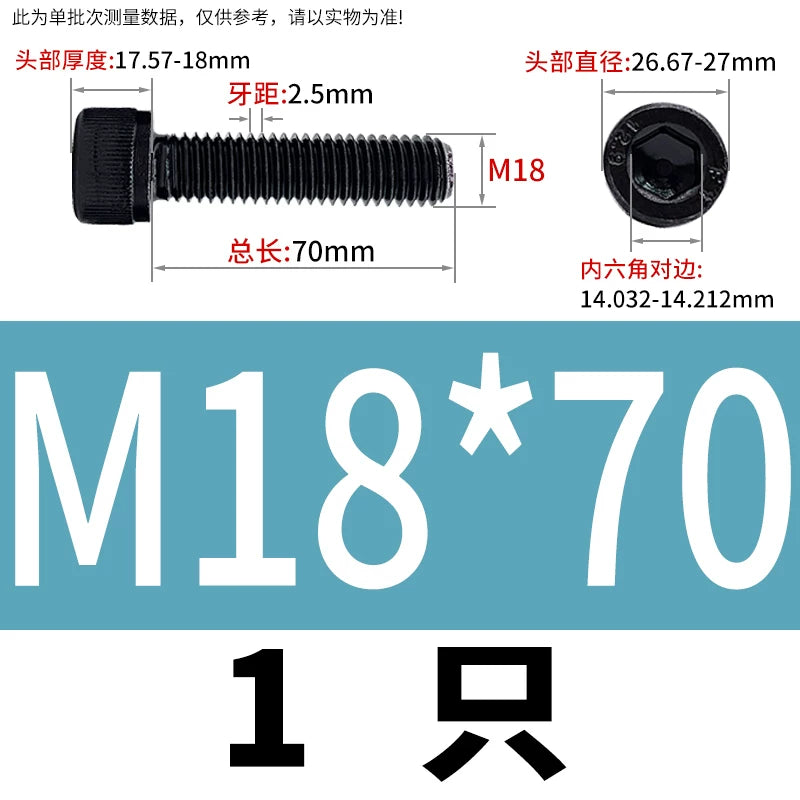 DIN912  M18-M27 Grade 12.9 Machine Screw M18-M27 Knurled Cup Head Hex Socket Full Thread Alloy Steel Fastener