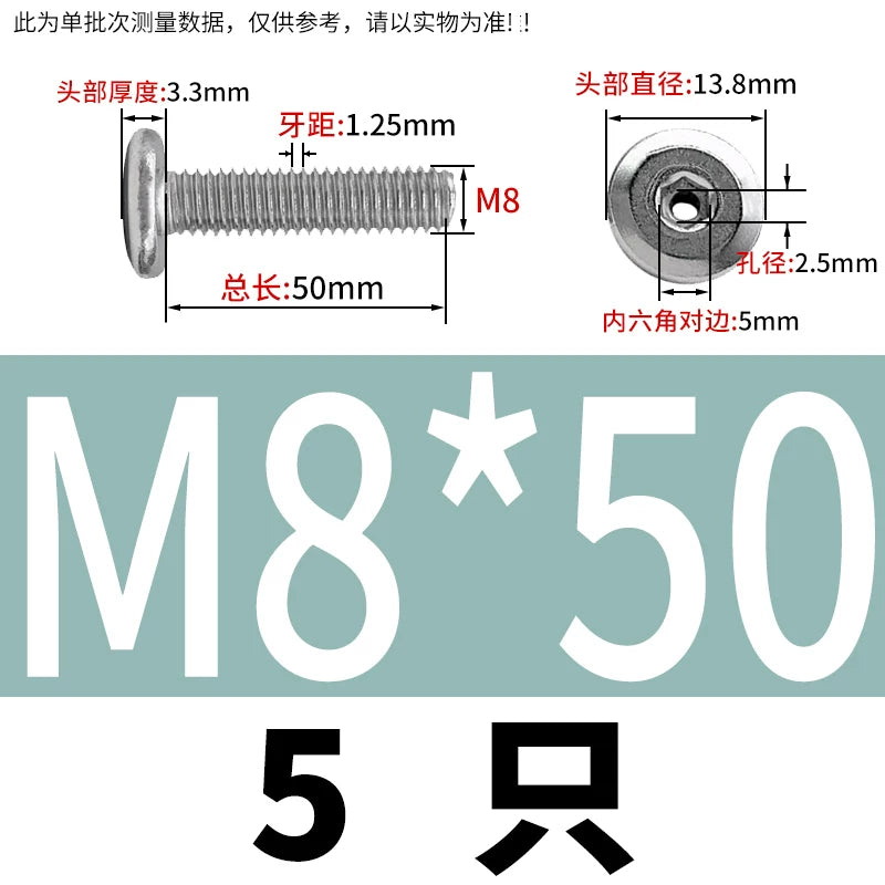 Thin Head Hex Socket Hollow Screws with Chamfered Edge, 304 Stainless Steel Vented Bolts