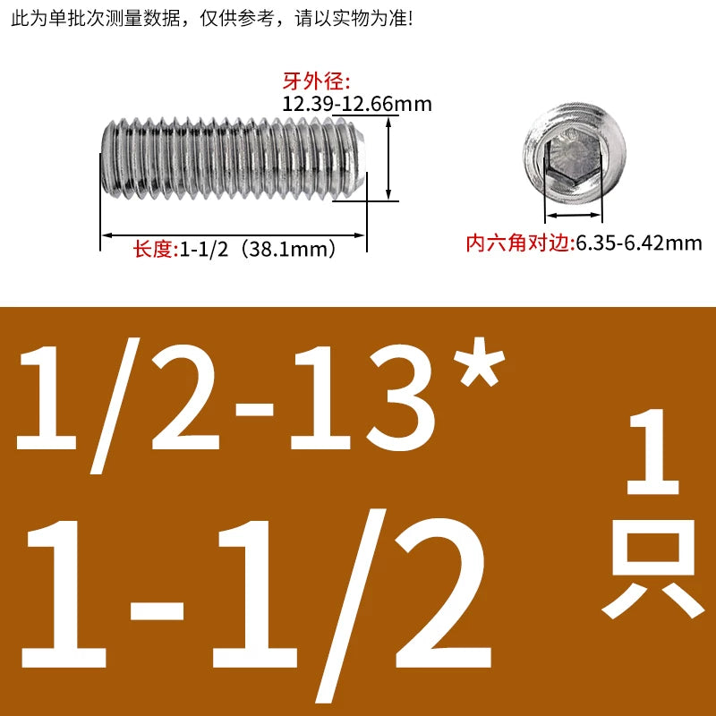 3/8-16 1/2-13 UNC Headless Set Screw 304 SS US Hex Recessed End Inch Fastener