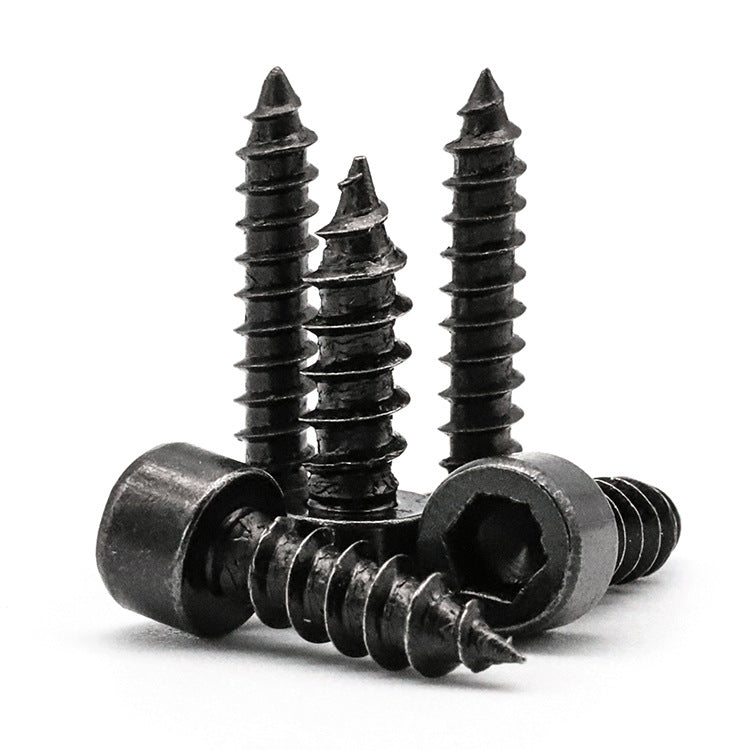 M2/M3/M4/M5 8.8 Grade Cylindrical Hex Head Self-Tapping Screws Black Wood Screws for Wood & Furniture Assembly