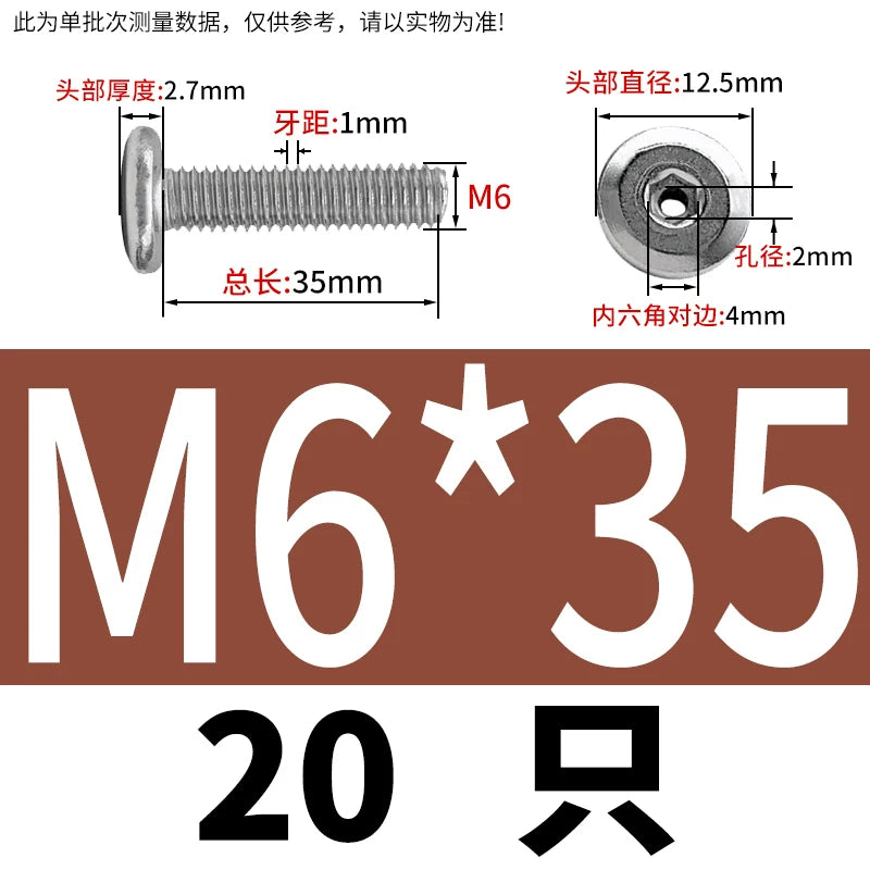Thin Head Hex Socket Hollow Screws with Chamfered Edge, 304 Stainless Steel Vented Bolts