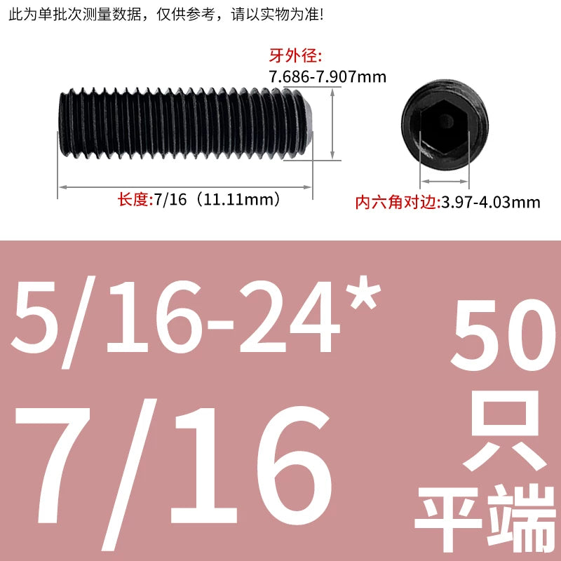 5/16-24 3/8-24 1/2-20 5/8-18 UNF Grade 12.9 Hex Socket Screw Fine Thread Concave End Fastener