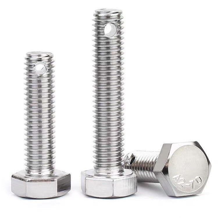 M6/M8/M10/M16 GB31.1 304 stainless steel tail outer hexagon screw screw with hole shaft punching bolt for Equipment Installation