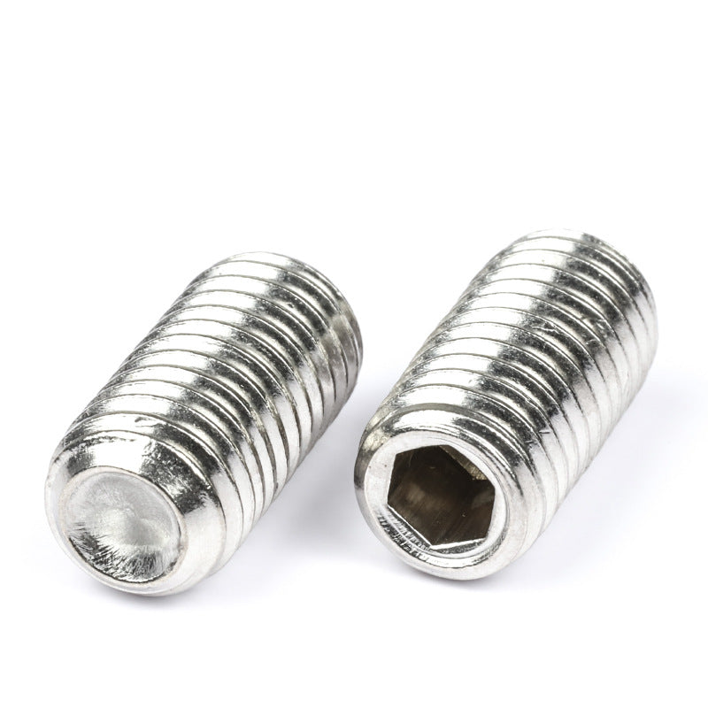 Inch 304 stainless steel hexagonal concave end set screw, top screw stop screw machine meter headless screw for Industrial Fastening