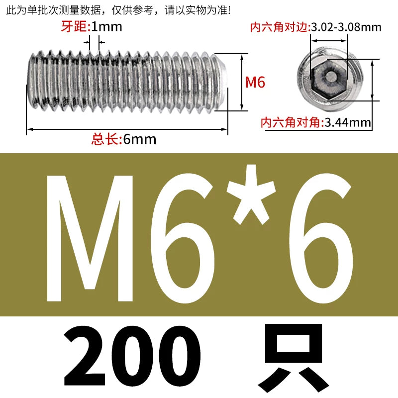DIN913/GB77 M1.6-M20 Headless Set Screw 304 Stainless Steel Hex Socket Flat End Grub Screw