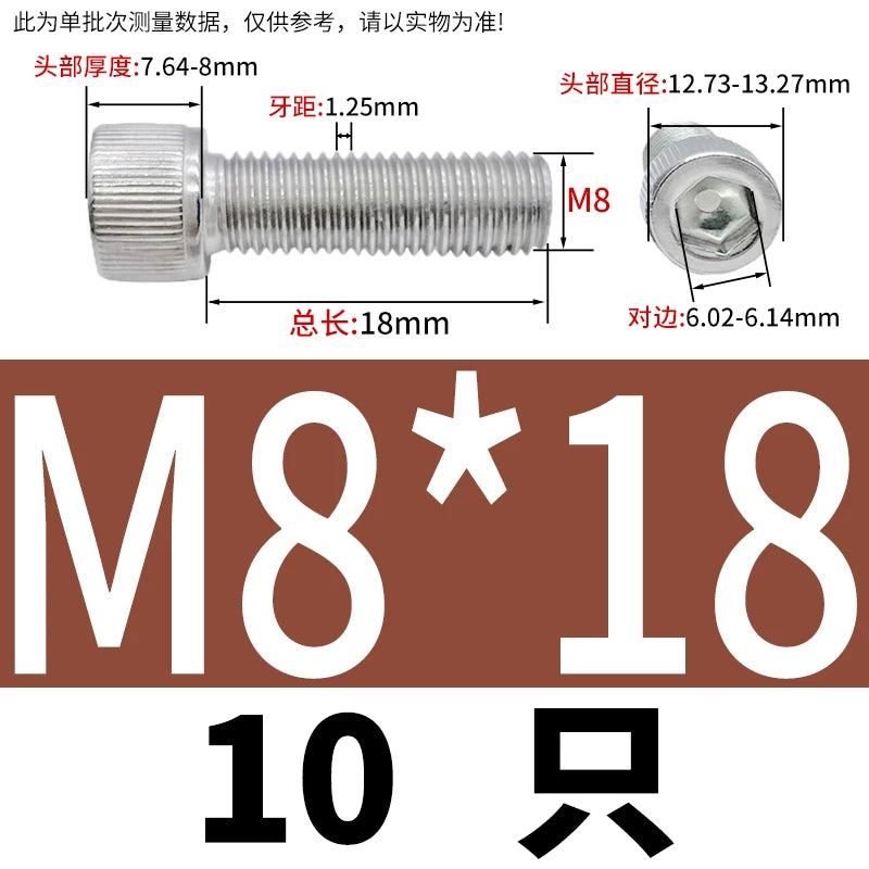 DIN912 M6-M30 Hex Socket Screw | 304 Stainless Steel Cylinder Cup Head Knurled Machine Screw