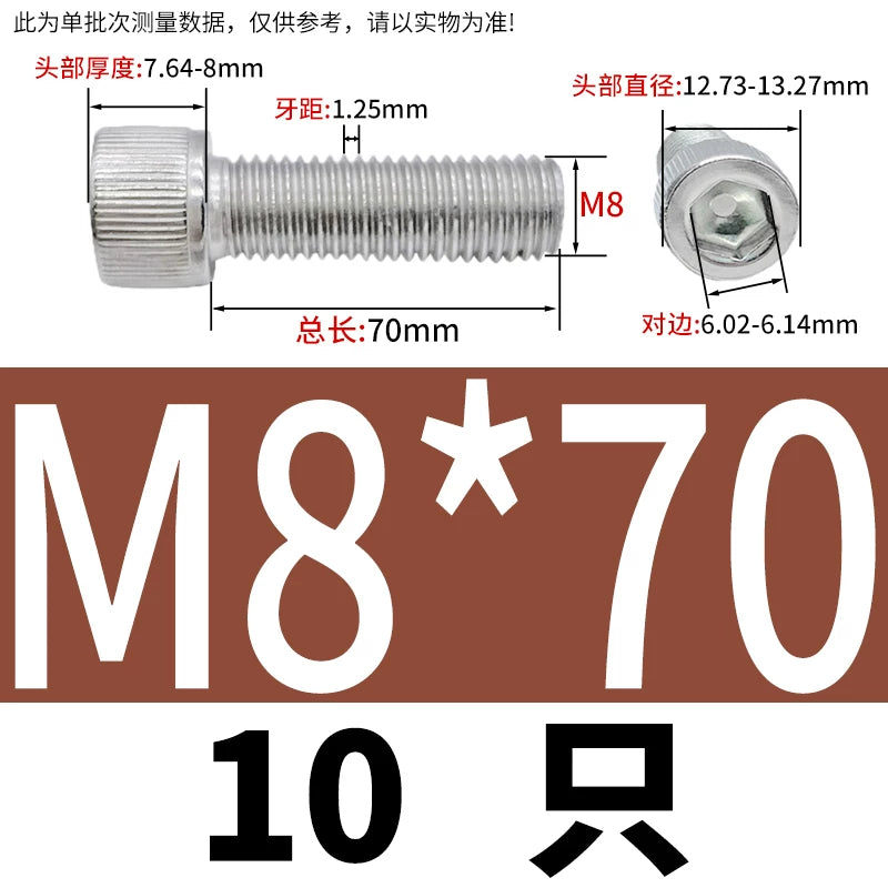 DIN912 M6-M30 Hex Socket Screw | 304 Stainless Steel Cylinder Cup Head Knurled Machine Screw