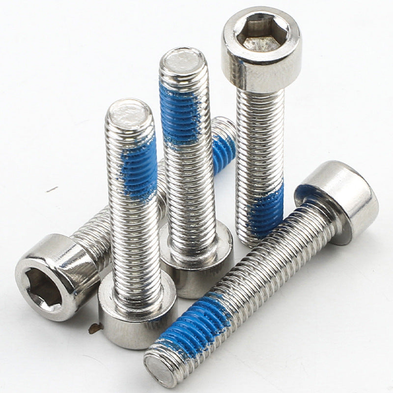 M10 201 stainless steel cylindrical head hexagon dispensing screw cup head half tooth thread with blue glue hexagon bolt for Machinery & Construction