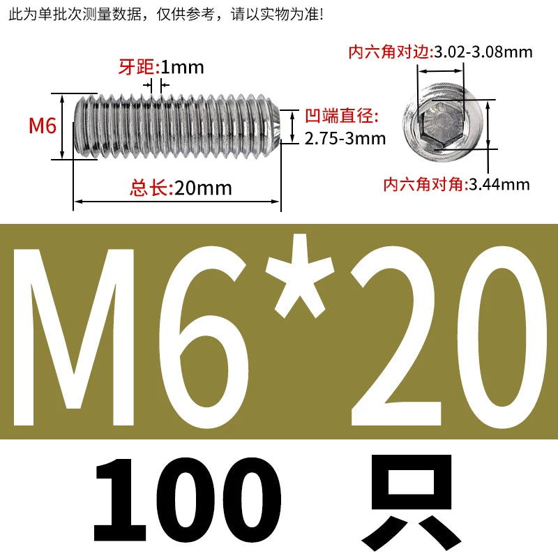 916K Headless Set Screw 304/316L Stainless Steel Hex Socket Knurled Concave End Threaded