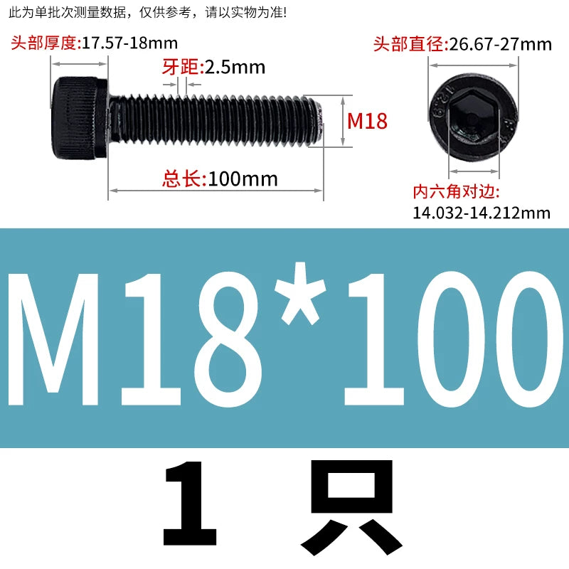 DIN912  M18-M27 Grade 12.9 Machine Screw M18-M27 Knurled Cup Head Hex Socket Full Thread Alloy Steel Fastener