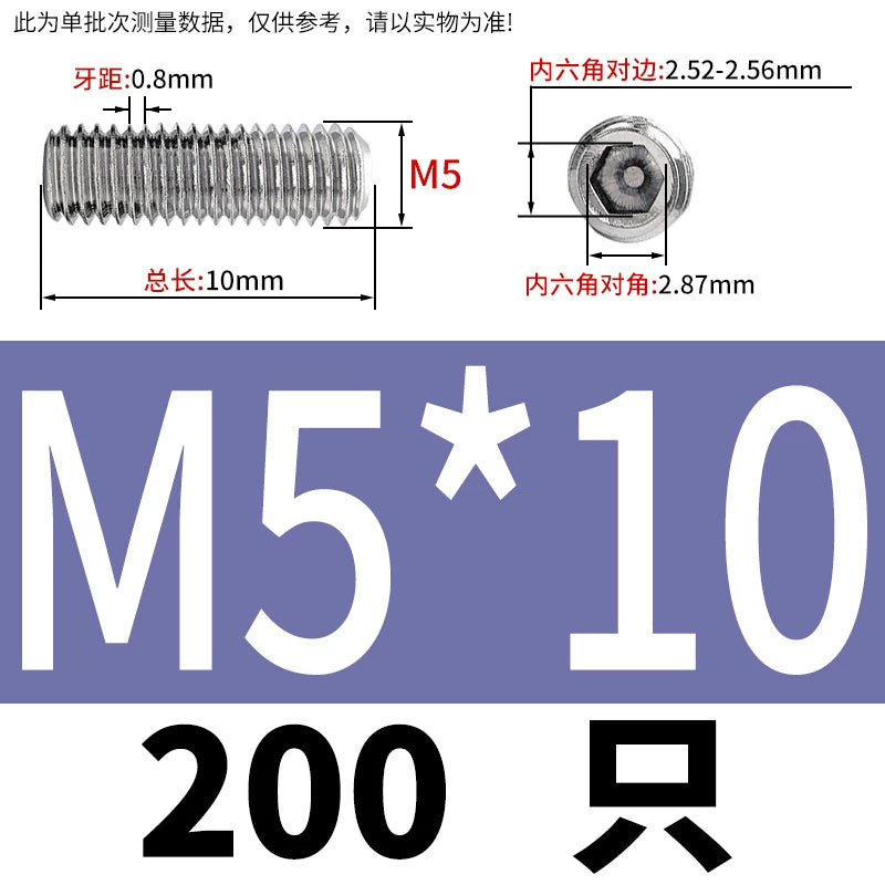 DIN913/GB77 M1.6-M20 Headless Set Screw 304 Stainless Steel Hex Socket Flat End Grub Screw