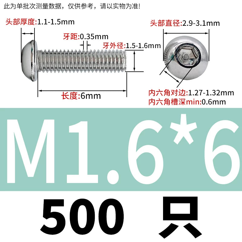 ISO7380 304 Stainless Steel Round Cup Mushroom Head Screw Hex Socket Full/Half Thread Extension Screw