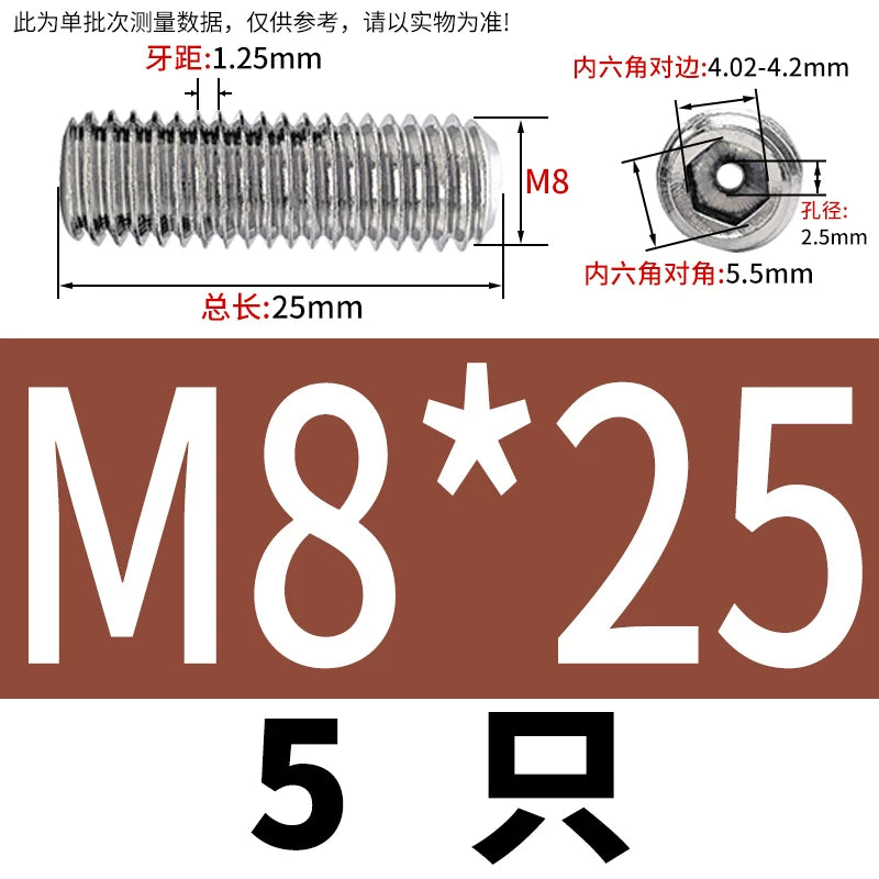 DIN913 Hex Socket Set Screw 304/316 Hollow Perforated Vacuum Exhaust Screw