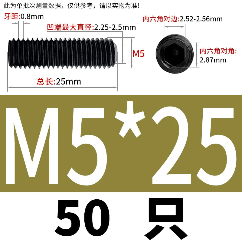 DIN916/GB80 M1.6-M24 Concave End Screw | 12.9 Grade Hex Socket Headless Industrial Set Screw