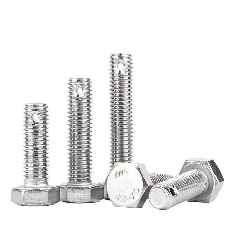 M6/M8/M10/M16 GB31.1 304 stainless steel tail outer hexagon screw screw with hole shaft punching bolt for Equipment Installation