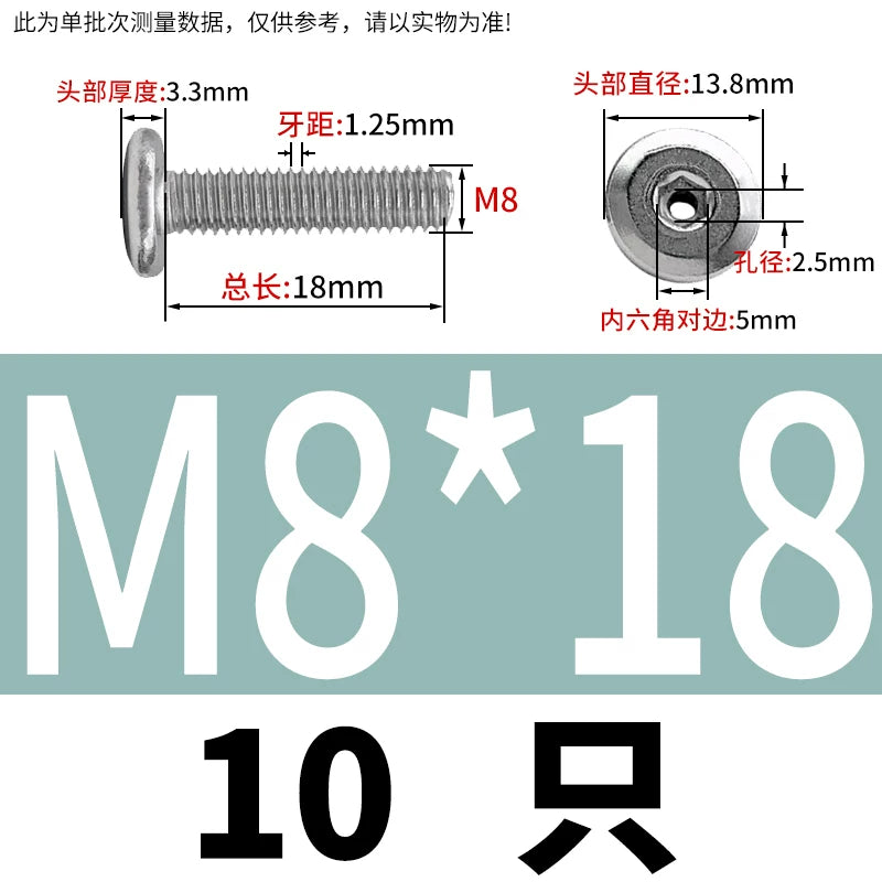 Thin Head Hex Socket Hollow Screws with Chamfered Edge, 304 Stainless Steel Vented Bolts
