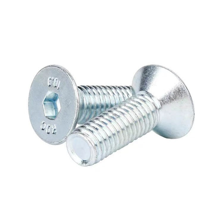 DIN7991 10.9 grade hexagonal countersunk head screw high strength carbon steel blue and white zinc countersunk head hexagonal machine bolt for Machinery & Construction