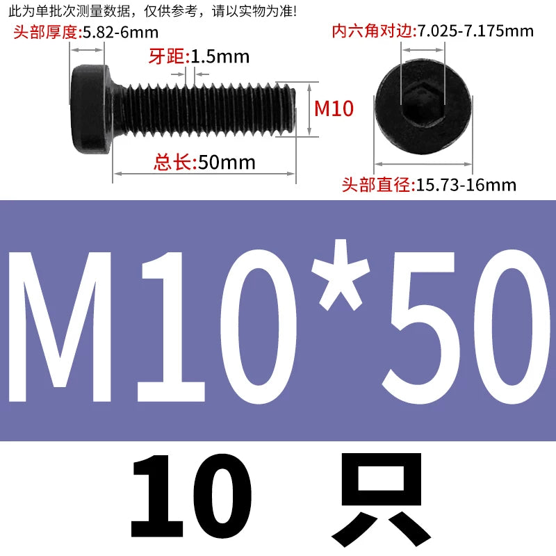 DIN7984 12.9 Grade  M5 to M16 Black Bolt | Hex Socket Cup Head Short Thin Head Screw
