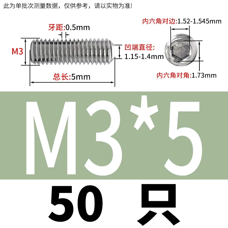 DIN916 M3-M10  316 Stainless Steel Concave End Set Screw Hex Socket Headless Fastener