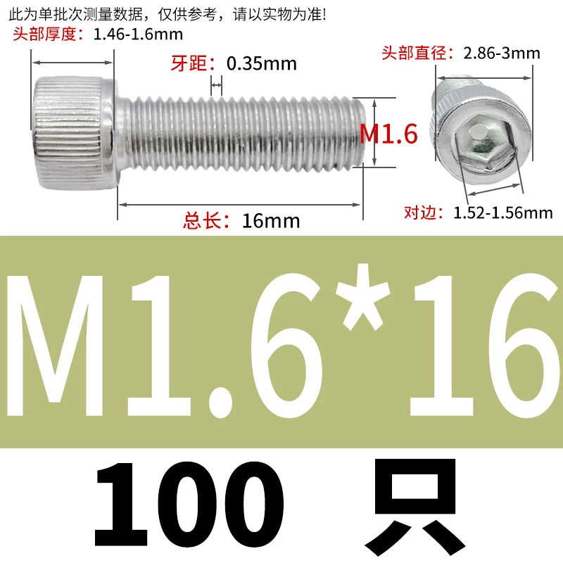 DIN912 M1.4 M2.5 M3.5-M6 304 Stainless Steel Screw Super Long Machine Screw Cup/Cylindrical Head Hexagon