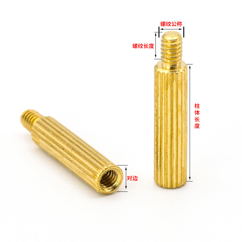 Female Round Knurled Copper Column M2 Single Head Main Board Isolation Column Knurled Threaded Copper Nut Column PCB Support Column