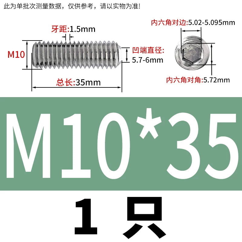 DIN916 M3-M10  316 Stainless Steel Concave End Set Screw Hex Socket Headless Fastener