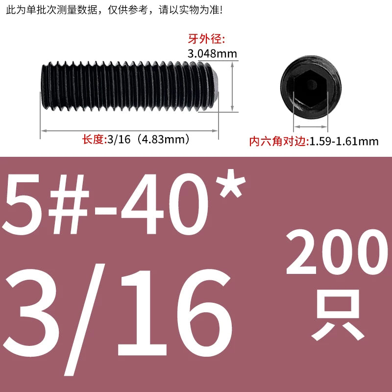 2 #-3/4UNC/UNF Grade 12.9 Screw Imperial Concave End Hex Headless Machine Rice Stop Screw