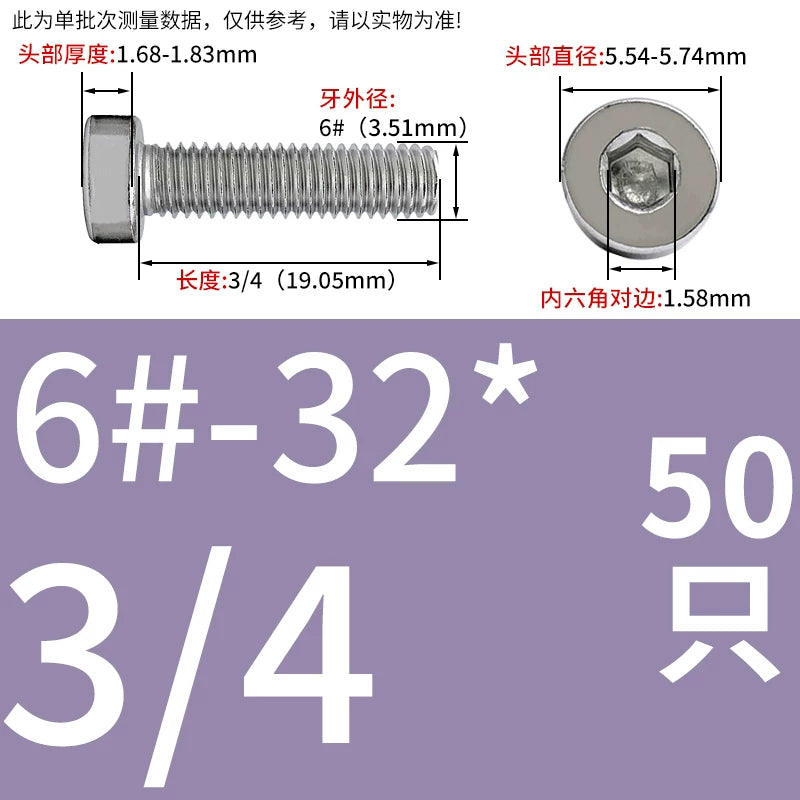 UNC/UNF 304/316 Stainless Steel Machine Screw US Inch Thin Short Head Hex Drive Coarse/Fine Thread