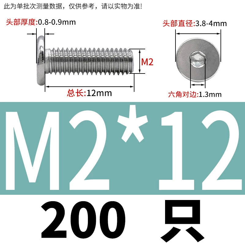 10.9 / 304 Stainless Steel Black Hex Screw CM Ultra-Thin Large Flat Head Low Profile C-Head Flat Shank M1.6-M12