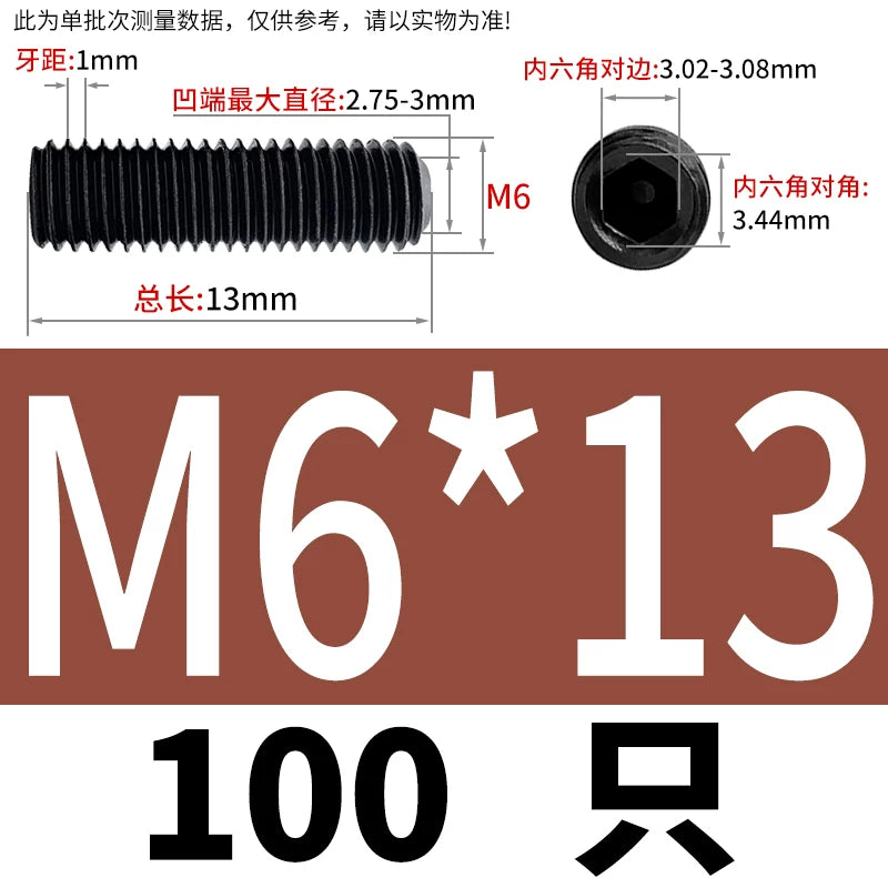 DIN916/GB80 M1.6-M24 Concave End Screw | 12.9 Grade Hex Socket Headless Industrial Set Screw