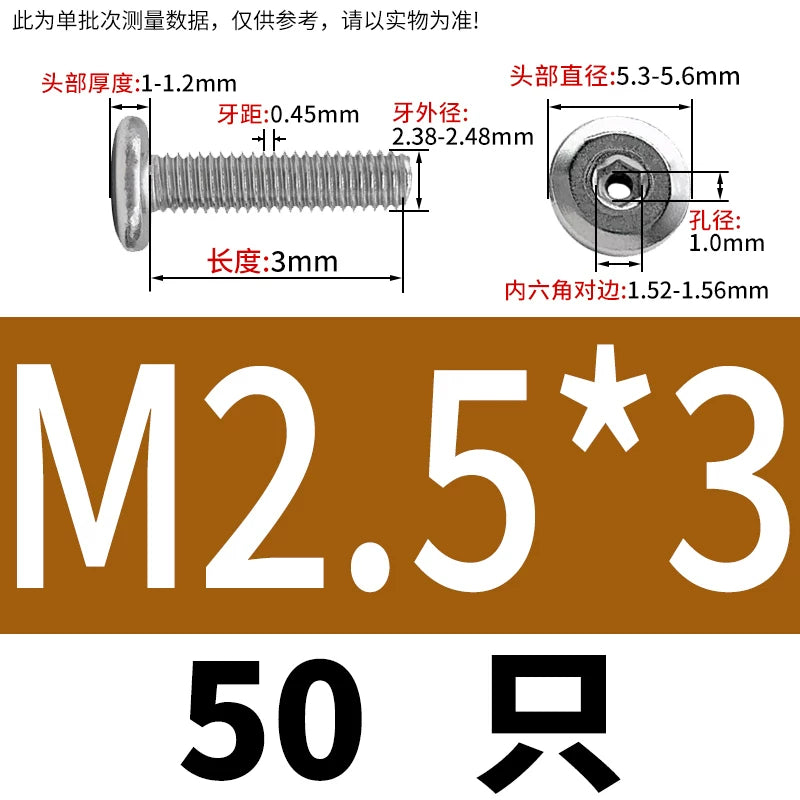 Thin Head Hex Socket Hollow Screws with Chamfered Edge, 304 Stainless Steel Vented Bolts