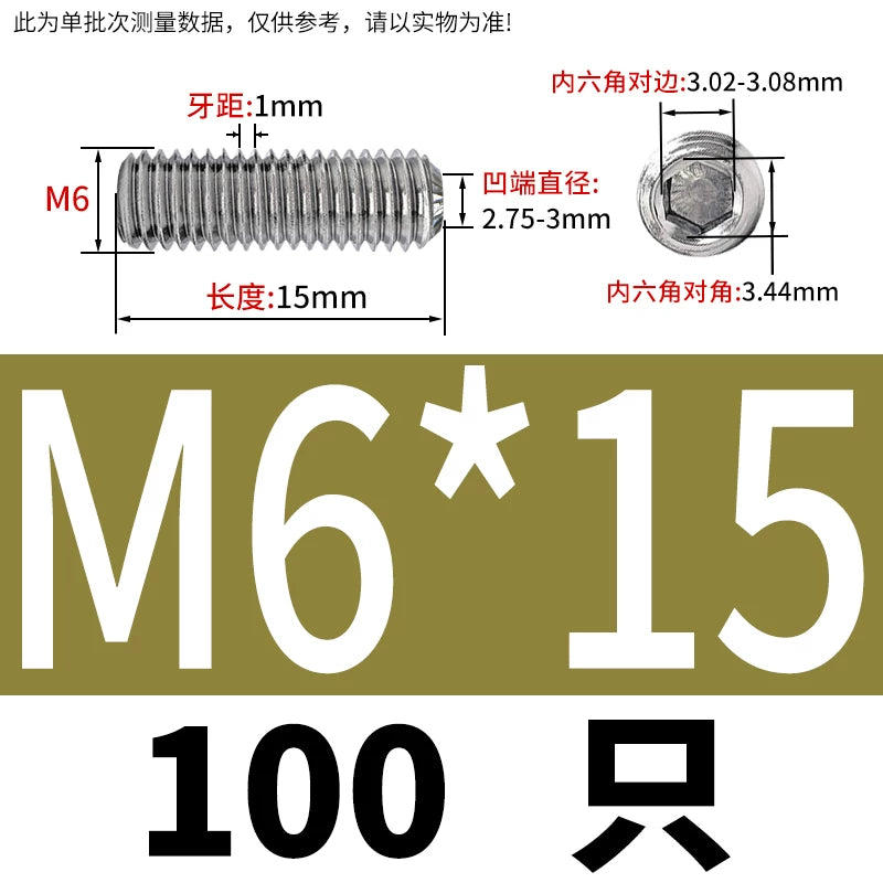 916K Headless Set Screw 304/316L Stainless Steel Hex Socket Knurled Concave End Threaded