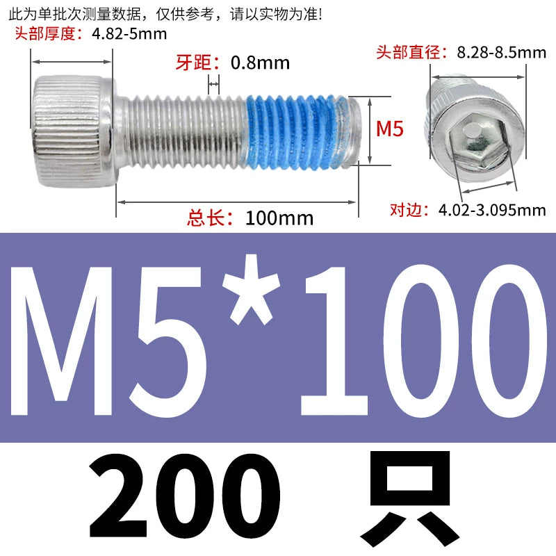 DIN912 Screw M1.4-M24  304 Stainless Steel Cup Head Hex Socket Coated Anti-Loose Bolt