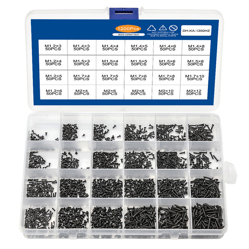 Carbon Steel Flat Head Countersunk Self Tapping Screws Assortment Kit - Screws Box Set for Home Repair and DIY Projects