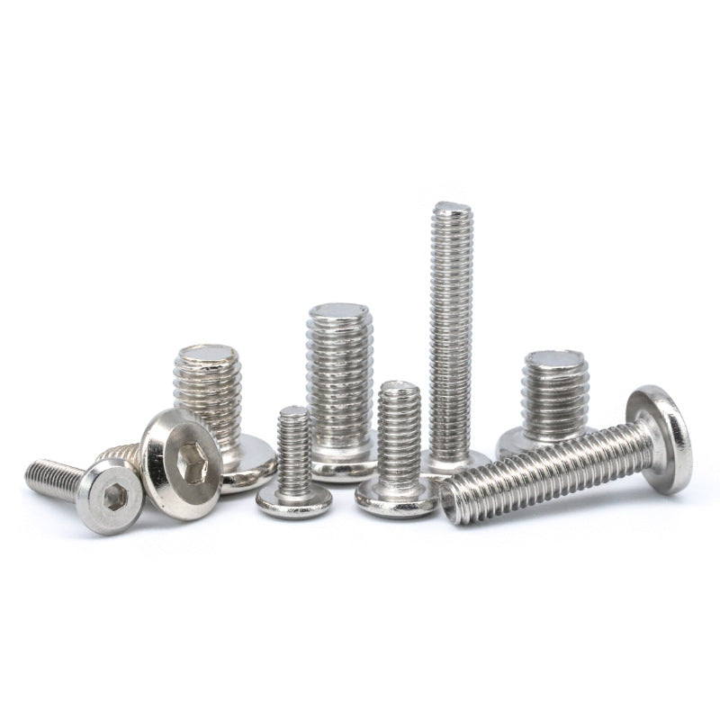 M2/M3/M4/M5 201 stainless steel flat head chamfered hexagonal screw round head bevelled edge machine tooth hexagonal screw for  Furniture & Machinery Fasteners