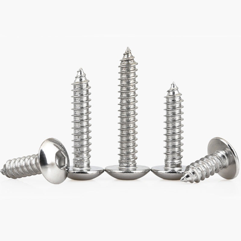 M4/M5/M6 304 stainless steel large flat head hexagon self-tapping screw mushroom head self-tapping nail umbrella head self-tapping thread for Furniture & Woodworking