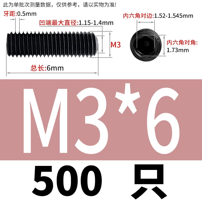 DIN916/GB80 M1.6-M24 Concave End Screw | 12.9 Grade Hex Socket Headless Industrial Set Screw
