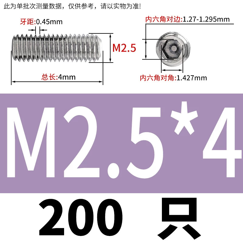 DIN913/GB77 M1.6-M20 Headless Set Screw 304 Stainless Steel Hex Socket Flat End Grub Screw