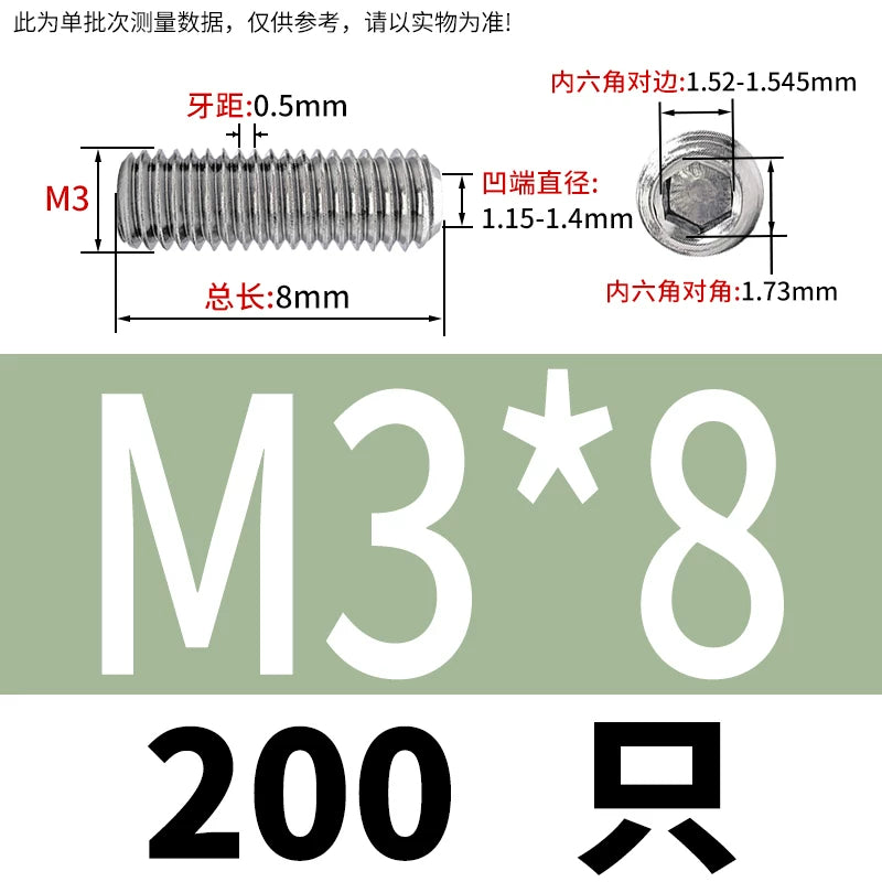 DIN916/GB80 M1.6-16 304/316 Stainless Steel Setting Screw | Concave End Headless Machine Screw Top Wire Stop Nail