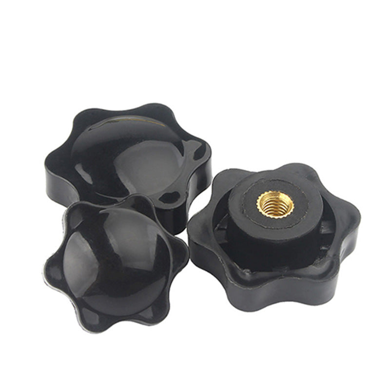 M4/M5/M6 Plum blossom hexagonal rubber head nut blind hole plastic rubber head nut through hole copper core hand screw nut for Equipment & Furniture