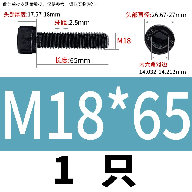 DIN912  M18-M27 Grade 12.9 Machine Screw M18-M27 Knurled Cup Head Hex Socket Full Thread Alloy Steel Fastener