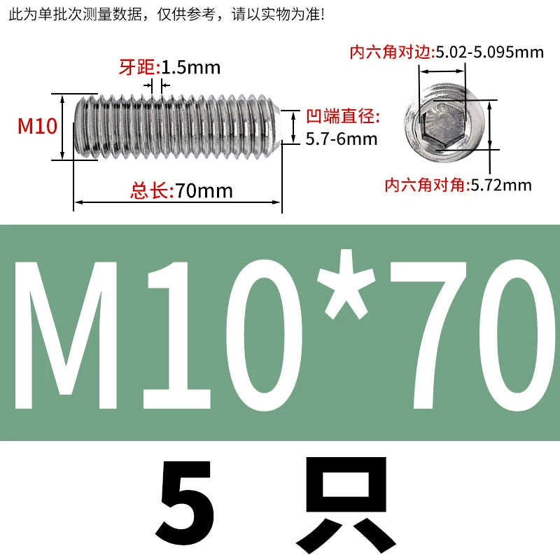 DIN916/GB80 M1.6-16 304/316 Stainless Steel Setting Screw | Concave End Headless Machine Screw Top Wire Stop Nail